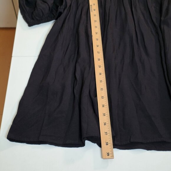 Old Navy Dress Womens 3X Black Square Neck Puff Sleeve Milkmaid Smocked Top Goth - Picture 7 of 13